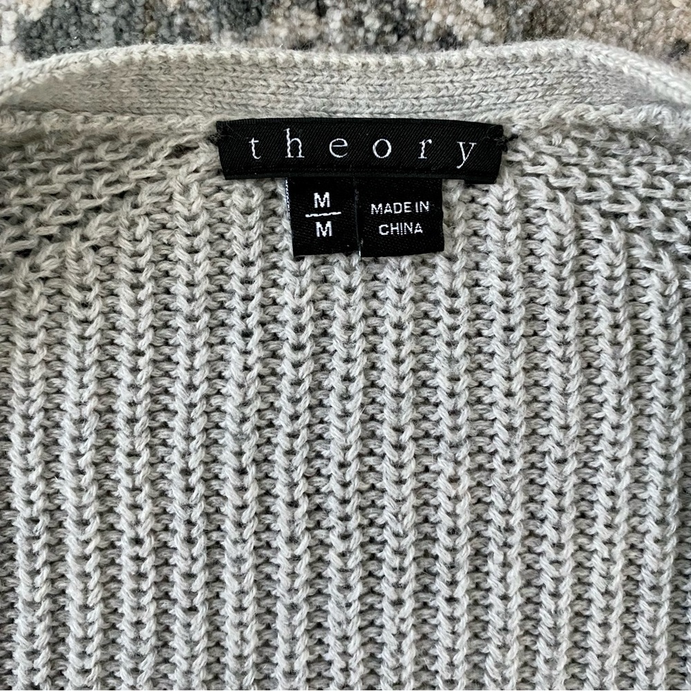 Theory Light Gray Ribbed Cardigan - Picture 2 of 5